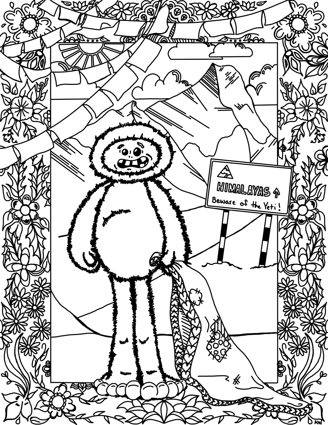 Printable Coloring Page Yeti Coloring Sheet Abominable - Etsy