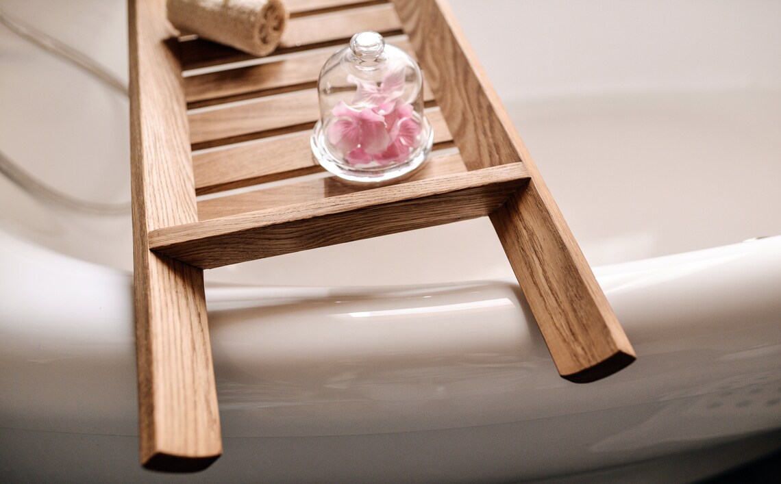 Oak Bath TrayWooden Bath RackBath TrayBath CaddyBath Etsy