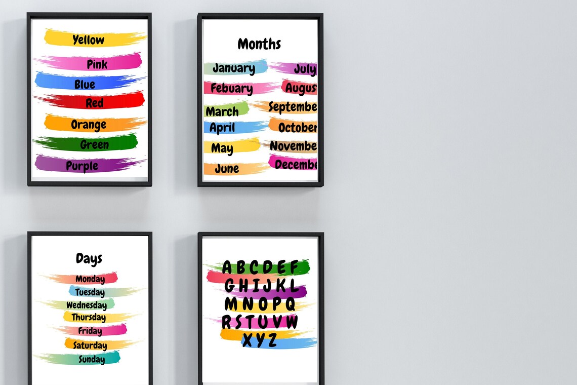 Kids prints Educational Wall Art learning prints Etsy