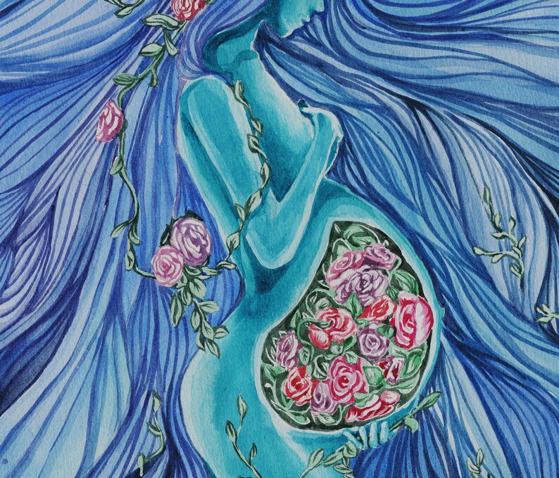 Pregnancy art print pregnant woman poster gynecologist gift Etsy