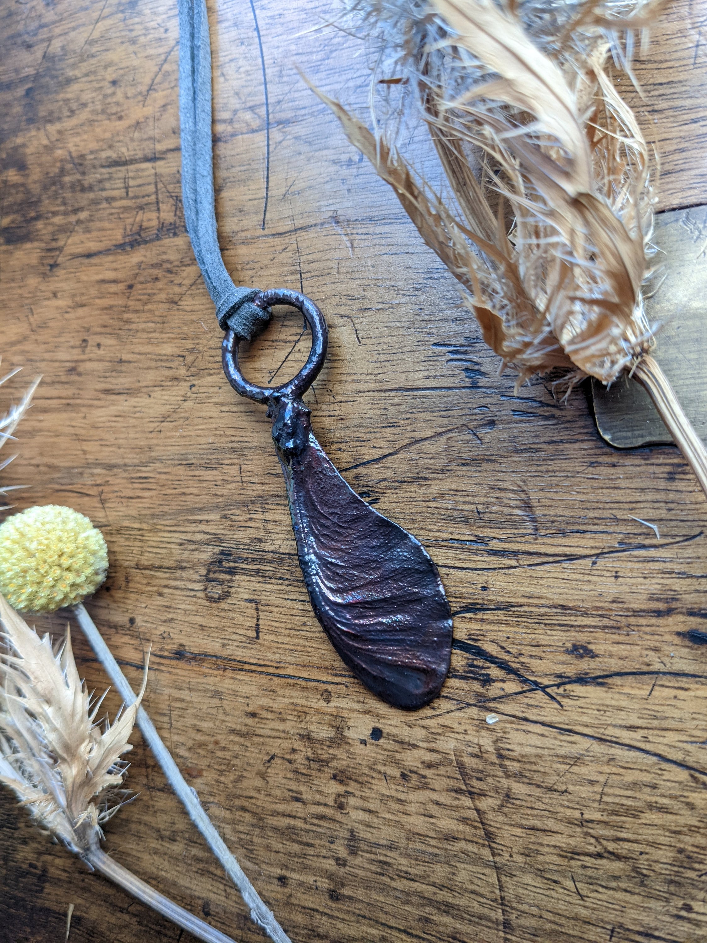Real Sycamore Key Encased in Copper. Copper Pendant Necklace, Electroformed Jewellery, Elf Jewellery, Fairy Jewellery, Botanical Jewellery