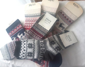 Socken Norweger Muster Einzel Paare Größe 36-43