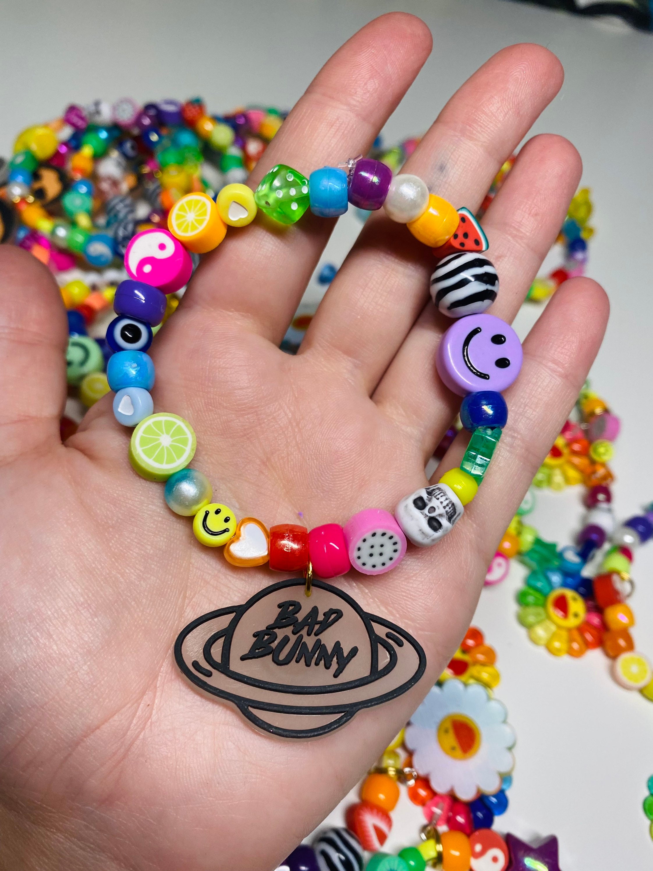 Bad Bunny Bracelet Rainbow Beaded Bracelet Etsy UK