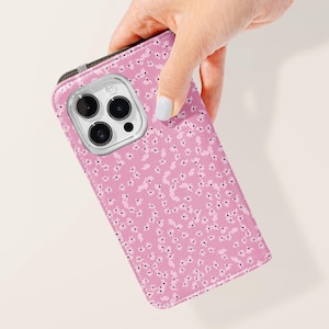 Custodia per telefono con portafoglio estetico floreale rosa / Custodia porta carte in similpelle Samsung Galaxy S25 S24 S23 Plus Ultra iPhone 16 15 14 13 Pro