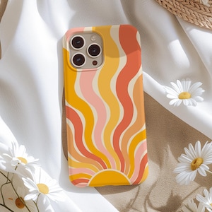 Sun Groovy Retro Aesthetic Trendy Phone Case iPhone 16 16e 15 14 13 12 Mini Pro Max Samsung Galaxy S25 S24 S23 S22 S21 fe ultra pixel 9 8 7