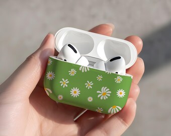 Green Floral Cool AirPods 1 2 3 4 Pro Case With Keychain | Cute Unique Apple AirPods 1st 2nd 3rd 4th Gen Generation