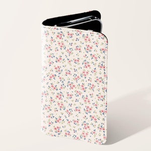 Etui na telefon z kwiatowym wzorem w kwiaty | Etui na karty ze skóry wegańskiej Samsung Galaxy S25 S24 S23 Plus Ultra iPhone 16 15 14 13 Pro