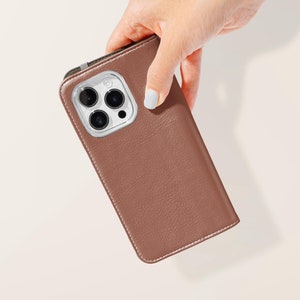 Funda para teléfono tipo billetera con tapa tipo folio marrón / Funda minimalista de piel sintética con tarjetero para Samsung Galaxy S25 S24 S23 Plus Ultra iPhone 16 15 14 13 Pro