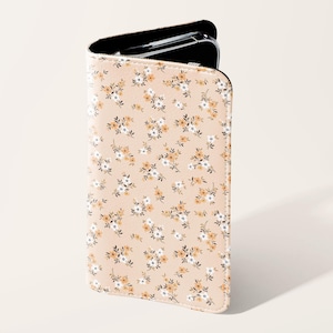 Portemonnee telefoonhoesje bloemen en bloemen folio | Kaarthouder Veganistisch lederen telefoonhoesje iPhone 16 15 14 13 Pro Samsung Galaxy S25 S24 S23 Plus Ultra