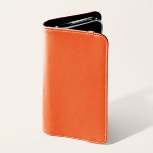 Oranje portemonnee-fliptelefoonhoesje | Imitatieveganistisch leren kaarthouder telefoonhoesje iPhone 16 15 14 13 Pro Samsung Galaxy S25 S24 S23 Plus Ultra