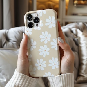 Coque de portable design beige marguerite fleurs florales Google pixel 9 8 7 Pro XL iPhone 16 16e 15 14 13 Samsung Galaxy S25 S24 S23 S22 Plus Ultra XS
