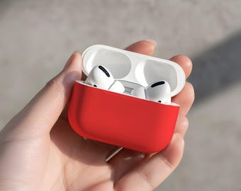Red Cute Unique AirPods 1 2 3 4 Pro Case With Keychain | Cute Kawaii Designer Aesthetic Apple AirPods 1st 2nd 3rd 4th Generation