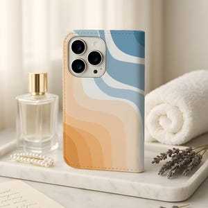 Blue Ocean Beach Nature Wallet Phone Case | Faux Leather Phone Case Samsung Galaxy S25 S24 S23 Plus Ultra iPhone 16 15 14 13 Pro