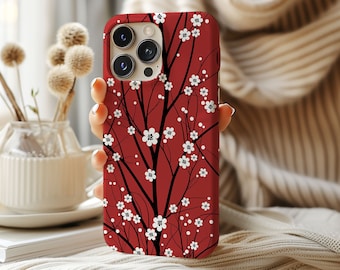 Red Cute Floral Daisy Tough Trendy Phone Case iPhone 15 14 13 12 11 Mini Pro Max Samsung Galaxy S24 S23 S22 S21 S20 fe ultra pixel 8 6