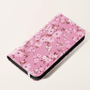 Funda para teléfono con tarjetero y billetera con diseño floral de margaritas rosas, de piel vegana, para Samsung Galaxy S25, S24, S23 Plus, Ultra, iPhone 16, 15, 14 y 13 Pro