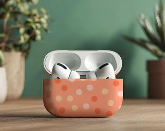 Orange Polka Dot Coole AirPods 1 2 3 4 Pro Hülle mit Schlüsselbund | Einzigartige Apple AirPods der 1.2.3.4.Generation