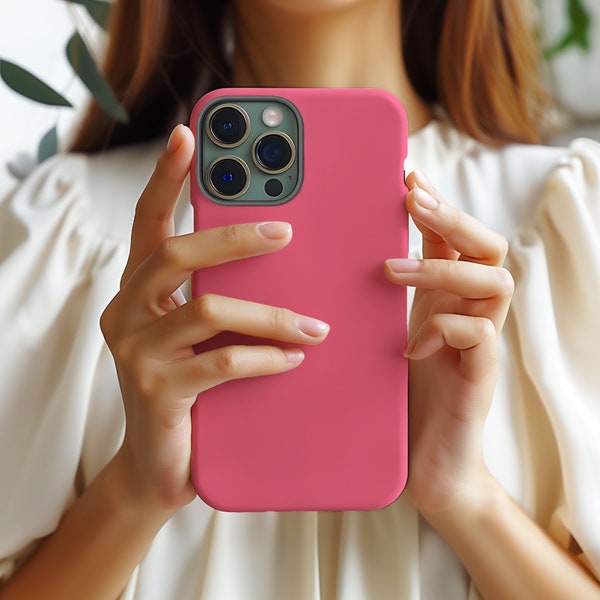 Pink Matte Minimalist Aesthetic Tough Phone Case Google pixel 8 7 6 Pro iPhone 15 14 13 12 11 Samsung Galaxy S24 S23 S22 S21 Plus fe Ultra