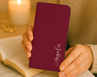Custom Personalized Name Wallet Phone Case, Fathers Day Gift, Vegan Leather Card Holder Case iPhone 17 16 15 Pro Samsung Galaxy S26 Ultra