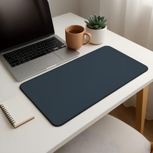 Charcoal Blue Solid Aesthetic Desk Mat | Lofi Minimalist Mousepad | XL Large Desk Mat | Unique Home Office Decor | Desk Pad Keyboard Mat