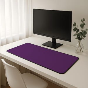 Purple Violet Solid Desk Mat | Lofi Minimalist Aesthetic Mousepad | Large Desk Mat | Unique Home Office Decor | Desk Pad Keyboard Mat