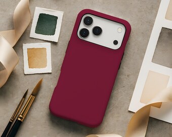 Maroon Red Matte Aesthetic Tough Phone Case iPhone 18 17 Air 17e 16 16e 15 14 Pro Max Pixel 11 10 Samsung Galaxy S26 S25 S24 S23 fe ultra