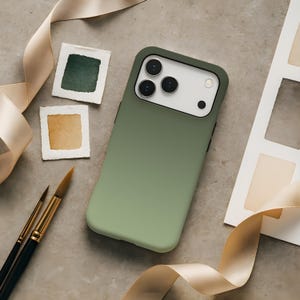 Funda resistente con degradado verde salvia para iPhone 17 Air 17e 16 16e 15 14 13 12 Pro Max Samsung Galaxy S26 S25 S24 S23 fe ultra Pixel 10