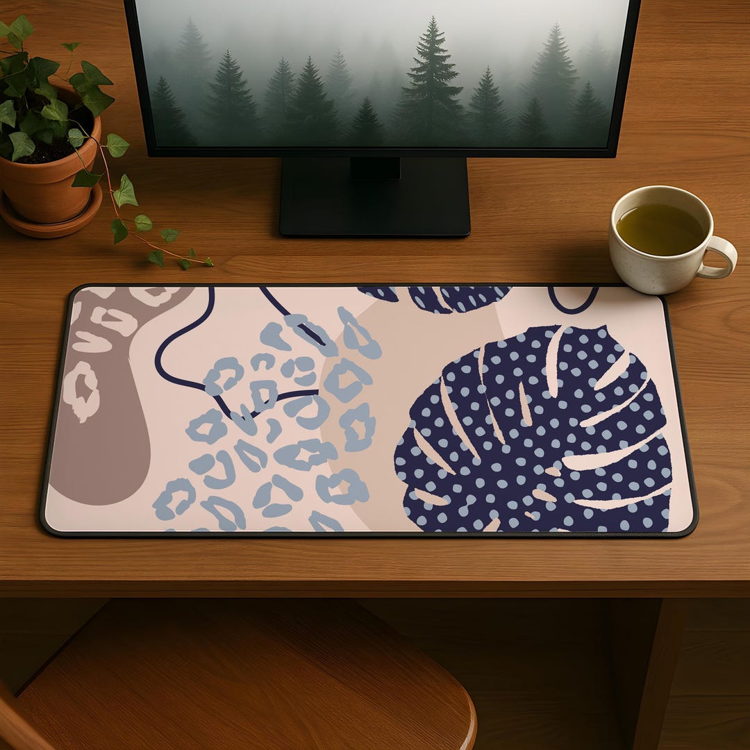 Boho Leopard Desk Mat | Aesthetic Gaming Desk Mat | Kawaii Cute Unique ...