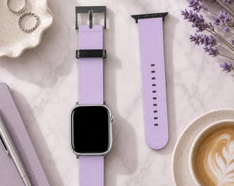 Wisteria Pink Solid Minimalist Apple Watch Band | Vegan Faux Leather Strap | Series 3 4 5 6 7 8 9 10 11 SE Ultra iWatch Band