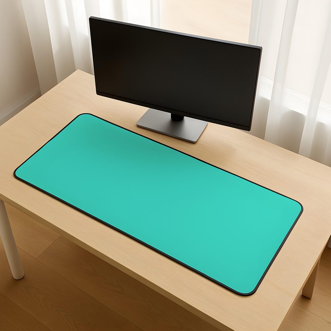 Turquoise Blue Desk Mat | Aesthetic Gaming Desk Mat | Kawaii Cute ...