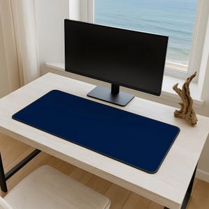Navy Blue Solid Minimalist Desk Mat | Dark Blue Aesthetic Mousepad | Large Desk Mat | Unique Home Office Decor | Desk Pad Keyboard Mat