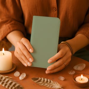 Sage Green Minimalist Chic Wallet Phone Case, Vegan Leather Card Holder Case iPhone 17 16 15 14 13 Pro Samsung Galaxy S26 S25 S24 Plus Ultra
