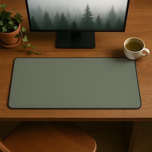 Sage Green Solid Aesthetic Desk Mat | Lofi Minimalist Mousepad | Large Desk Mat | Unique Home Office Decor | Desk Pad Keyboard Mat