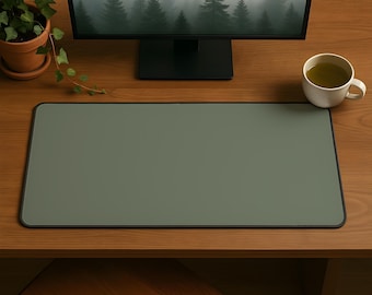 Sage Green Desk Mat | Aesthetic Gaming Desk Mat | Kawaii Cute Unique Desk Mat | Large XXL Desk Pad | Computer Desktop Keyboard Mat
