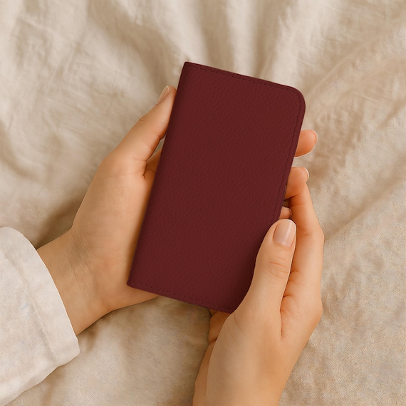 Burgundy Minimalist Cute Wallet Phone Case, Vegan Leather Card Holder Case  Samsung Galaxy S26 S25 S24 Plus Ultra iPhone 17 16 15 14 13 Pro - Etsy