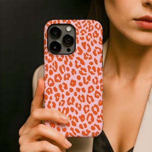 Pink Orange Leopard Trendy Aesthetic Phone Case Google pixel 10 9 9a 8 Pro iPhone 17 17e 16 16e 15 14 Samsung Galaxy S26 S25 S24 Plus Ultra