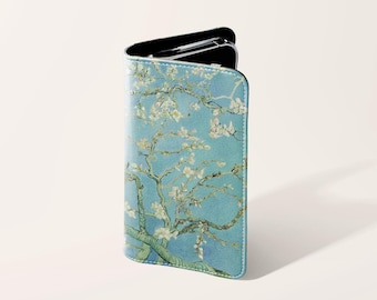 Etui na telefon z motywem kwitnącego migdałowca Van Gogh, etui na karty ze skóry wegańskiej, iPhone 18 17 16 15 Pro, Samsung Galaxy S26 S25 S24 Plus Ultra