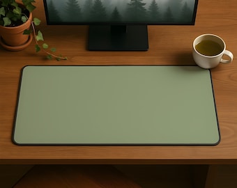 Sage Green Desk Mat | Aesthetic Gaming Desk Mat | Kawaii Cute Unique Desk Mat | Large XXL Desk Pad | Computer Desktop Keyboard Mat
