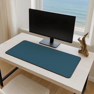 Blue Solid Aesthetic Desk Mat | Lofi Minimalist Mousepad | XL Large Desk Mat | Unique Home Office Decor | Desk Pad Keyboard Mat
