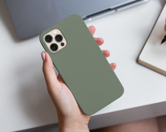 Sage Green Matte Minimalist Aesthetic Phone Case iPhone 16 16e 15 14 13 12 Mini Pro Max Samsung Galaxy S25 S24 S23 S22 fe ultra pixel 9 8