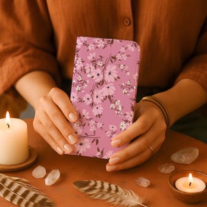 Roze bloemenprint, unieke luxe portemonnee-telefoonhoes, kaarthouderhoes van veganistisch leer voor Samsung Galaxy S26 S25 S24 Plus Ultra iPhone 18 17 16 15 14 Pro