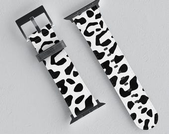 Dalmatian Cow Animal Minimalist Apple Watch Band | Vegan Faux Leather Strap | Series 3 4 5 6 7 8 9 10 11 SE Ultra iWatch Band