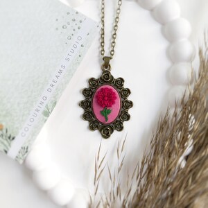 Pink Embroidered Pendant | Aesthetic Floral Pendant | Unique Pendant | Handmade Necklace | Cottagecore Necklace | Art Pendant, One of a Kind