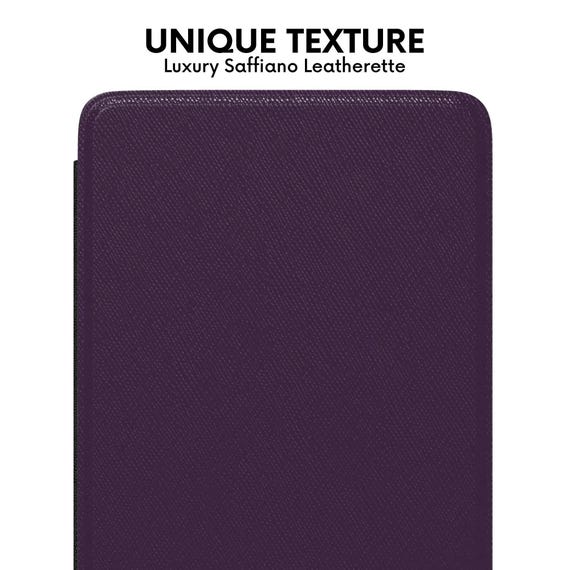 Dark Purple Kindle Case, Simple Plain Minimalist Magnetic Faux