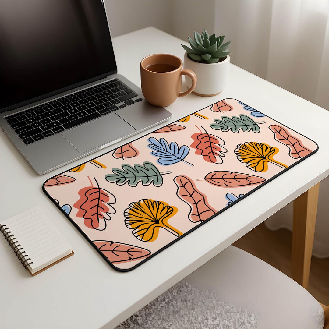 Fall Floral Botanical Desk Mat | Aesthetic Gaming Desk Mat | Kawaii ...