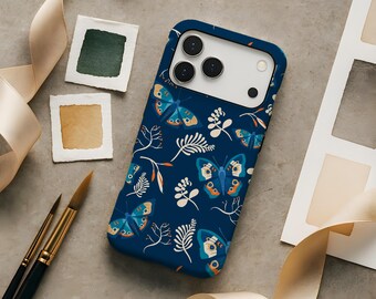 Blauwe vlinder esthetiek schattig preppy telefoonhoesje Samsung Galaxy S26 S25 S24 S23 fe Plus Ultra iPhone 17 17e 16 16e 15 14 13 Pro Pixel 10 9a