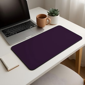 Dark Purple Violet Solid Desk Mat | Lofi Minimalist Aesthetic Mousepad | Large Desk Mat | Unique Home Office Decor | Desk Pad Keyboard Mat