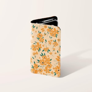 Gelbe Gänseblümchen Blumen Geldbörse Handyhülle | Kartenhalter Vegan Leder Handyhülle Samsung Galaxy S25 S24 S23 Plus Ultra Ultra iPhone 16 15 14 13 Pro