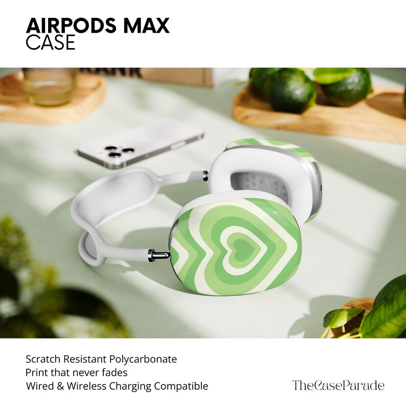 Green Hearts AirPod Max Case Cover | Snap on Apple Air Pods Max Case ...