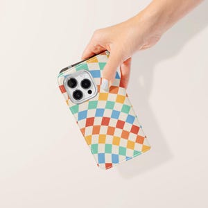 Retro Checkered Folio Wallet Flip Phone Case | Faux Leather Card Holder Case Samsung Galaxy S25 S24 S23 Plus Ultra iPhone 17 16 15 14 13 Pro