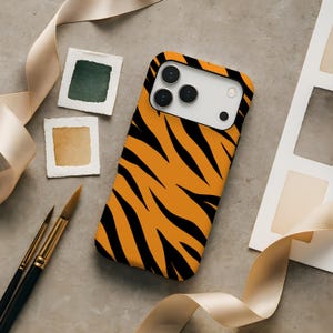 Tiger Animal Print Striped Tough Phone Case Google pixel 10 9 9a 8 Pro iPhone 17 17e 16 16e 15 14 13 Samsung Galaxy S26 S25 S24 Plus Ultra